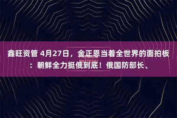 鑫旺资管 4月27日，金正恩当着全世界的面拍板：朝鲜全力挺俄到底！俄国防部长、